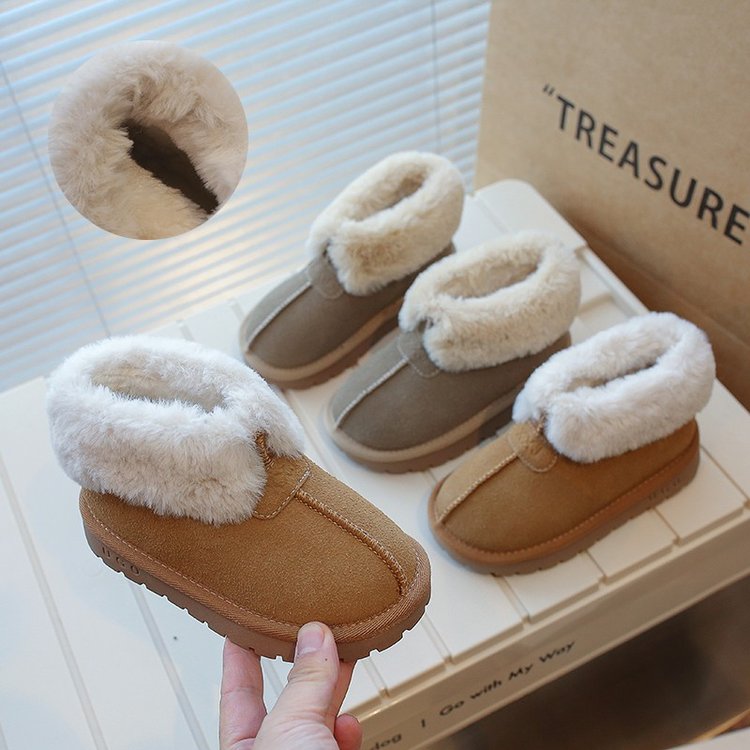 回力瑞女童雪地靴儿童时尚棉靴2023冬季加绒宝宝加厚男童面包鞋