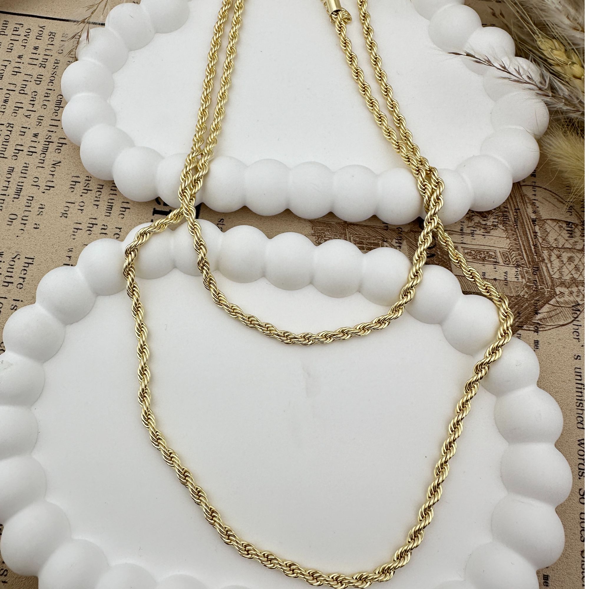 铜合金项链 N0988时尚铜合金14K麻花素项链