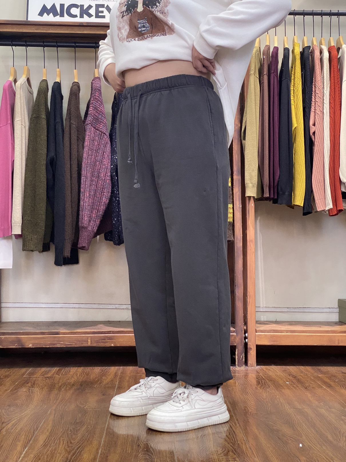 加绒休闲裤-20105大码女装秋冬棉质胖MM宽松纯色弹力松紧腰百搭