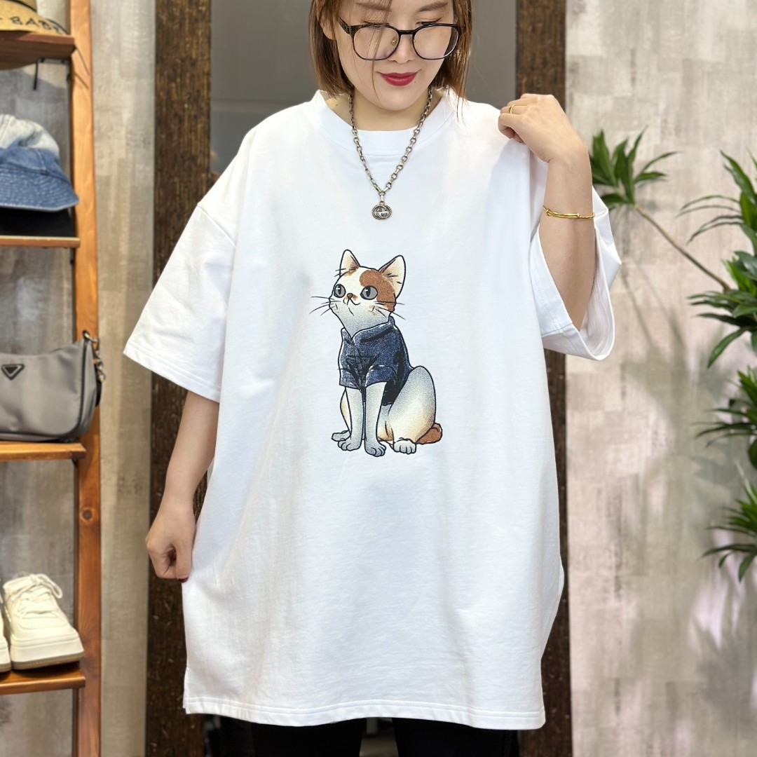 中长款T恤-1516大码女装新款春夏棉质休闲文艺风宽松潮流卡通高品