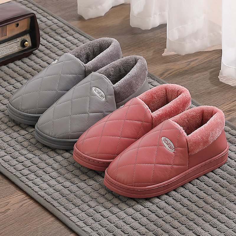 加绒加厚棉拖鞋女士冬季2023新款包跟防滑厚底室内居家踩屎感棉鞋