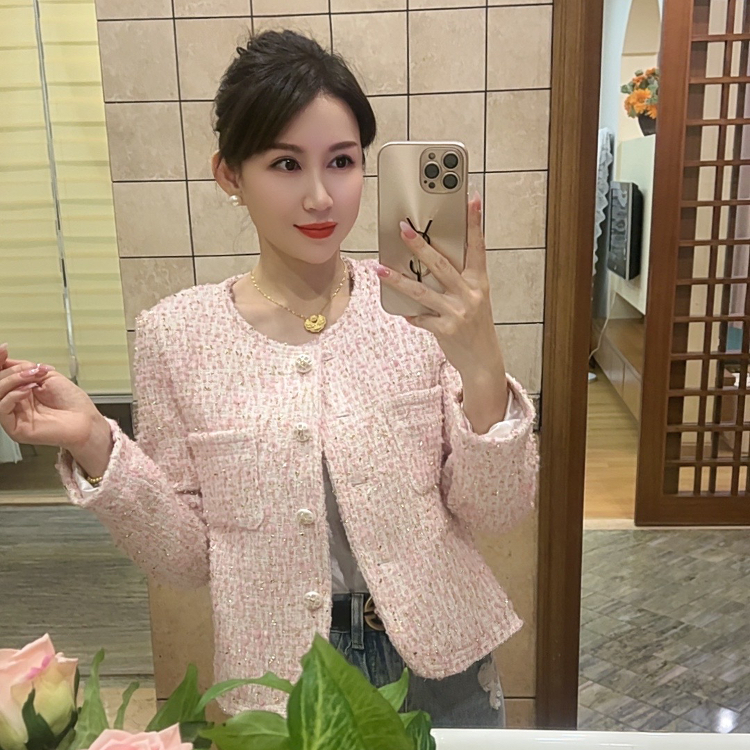 小云总专享 2024秋季粉色小香风外套女气质名媛风高级感短款上衣