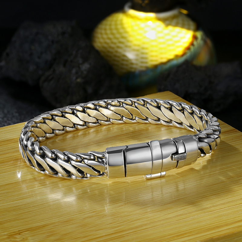 925银手链 新款三马鞭手链纯银男士轻奢高级感手工编织龙骨女银饰