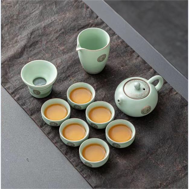 晟翔陶瓷茶具套装汝窑金福茶具套装