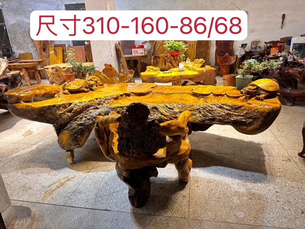 黄金樟实木茶桌 龙龟款荣归故里会所客厅办公家用酒店别墅推荐款