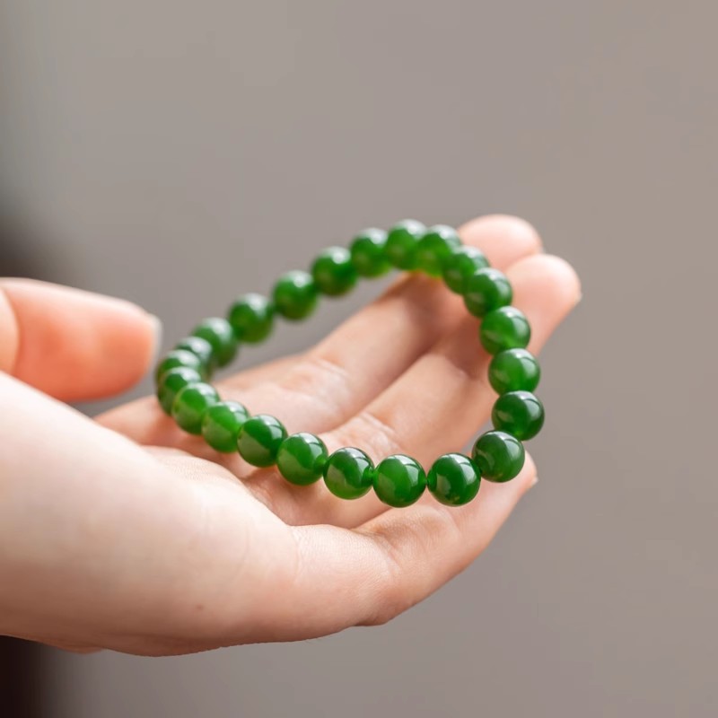 和田玉碧玉时尚女士手串送女友礼物《珠子直径8毫米》