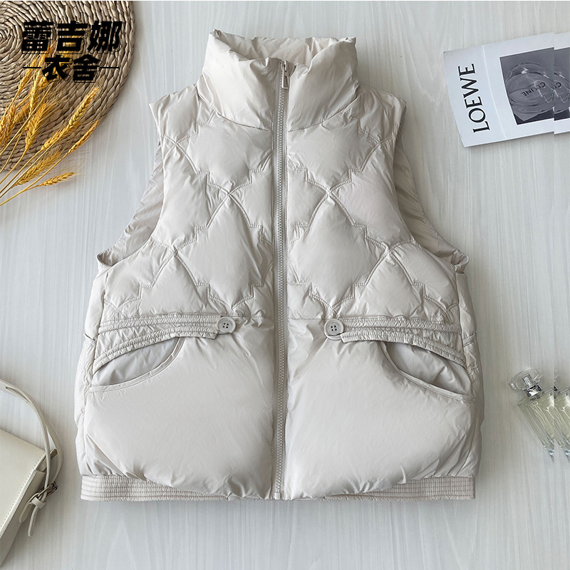 3007-羽绒服马甲女款秋冬爆款时尚枫叶羽绒马甲反季