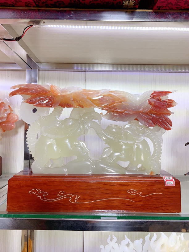 （红花冰玉吉象如意）家居摆件装饰品客厅办公室玄关乔迁送礼礼品