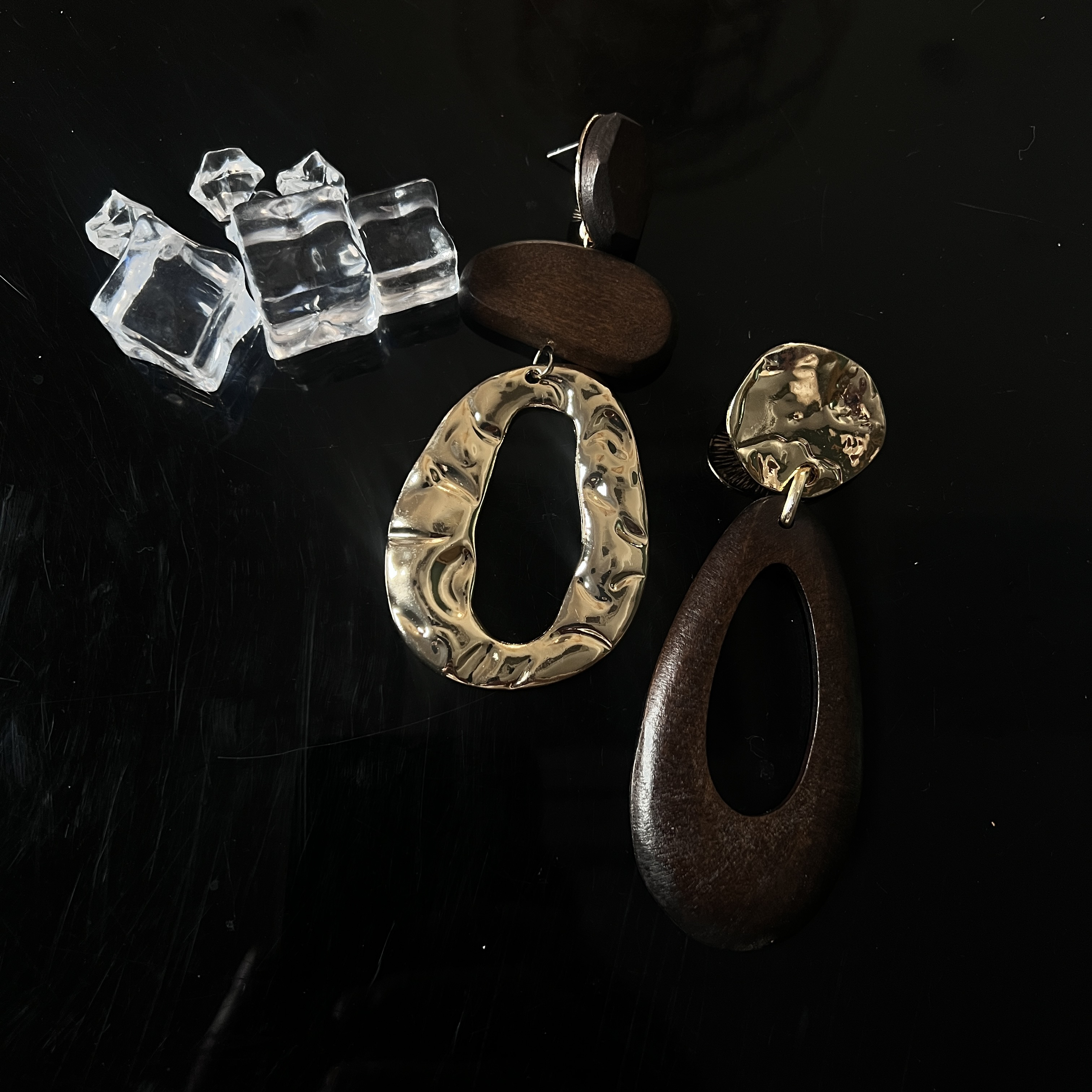 铜合金耳饰 AB木质圈圈咖色气质时尚耳饰耳环