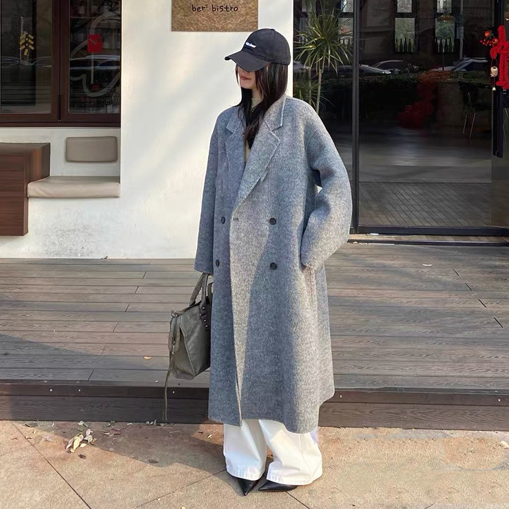 9130双面绵羊毛大衣女长款时尚百搭大衣气质秋冬