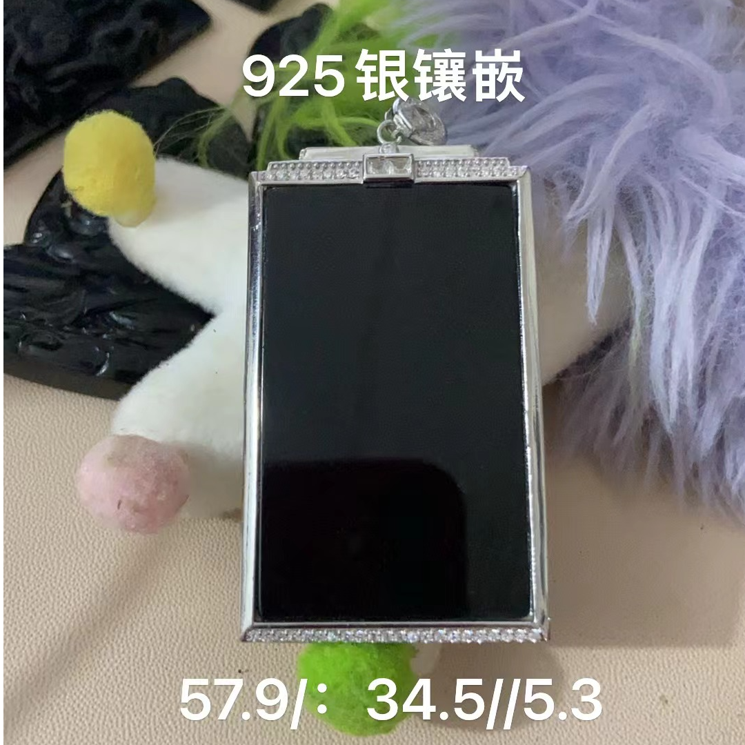 天然缅甸A货翡翠墨翠无事牌优选头货黑油亮平安无事个性百搭时尚