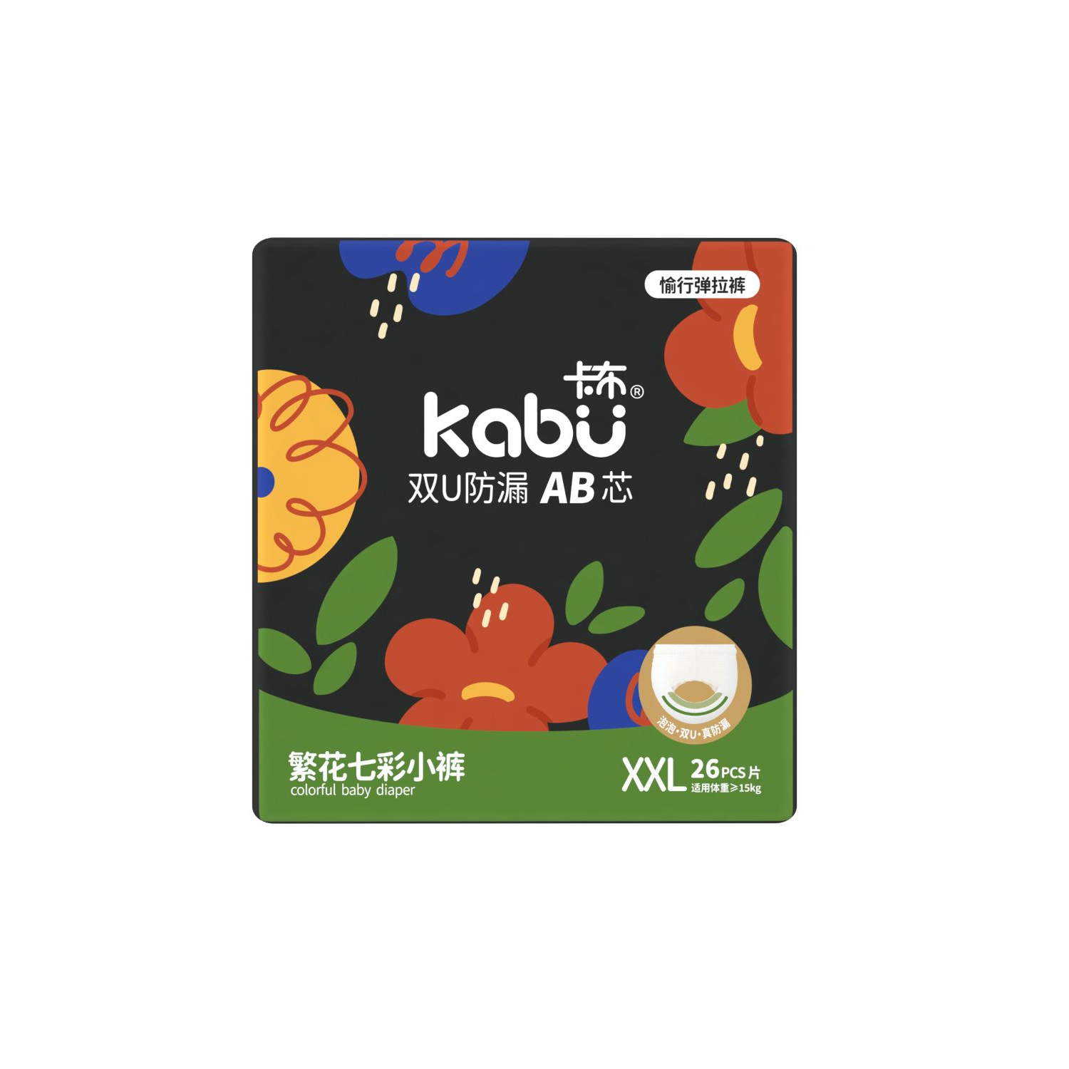 【米妈】卡布2包繁花似锦纸尿裤七彩小裤拉拉裤弹力库学步裤XXXXL