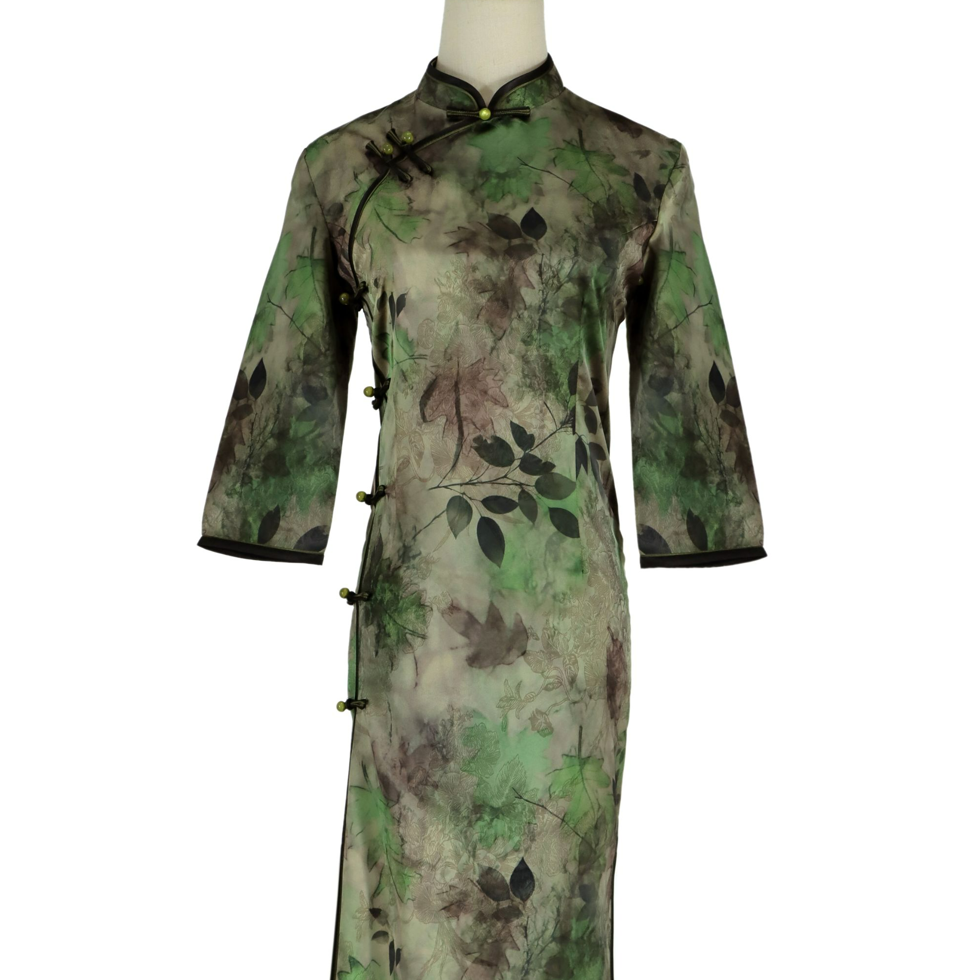 【纱叶鸣翠】2024年春秋新款复古百搭日常旗袍