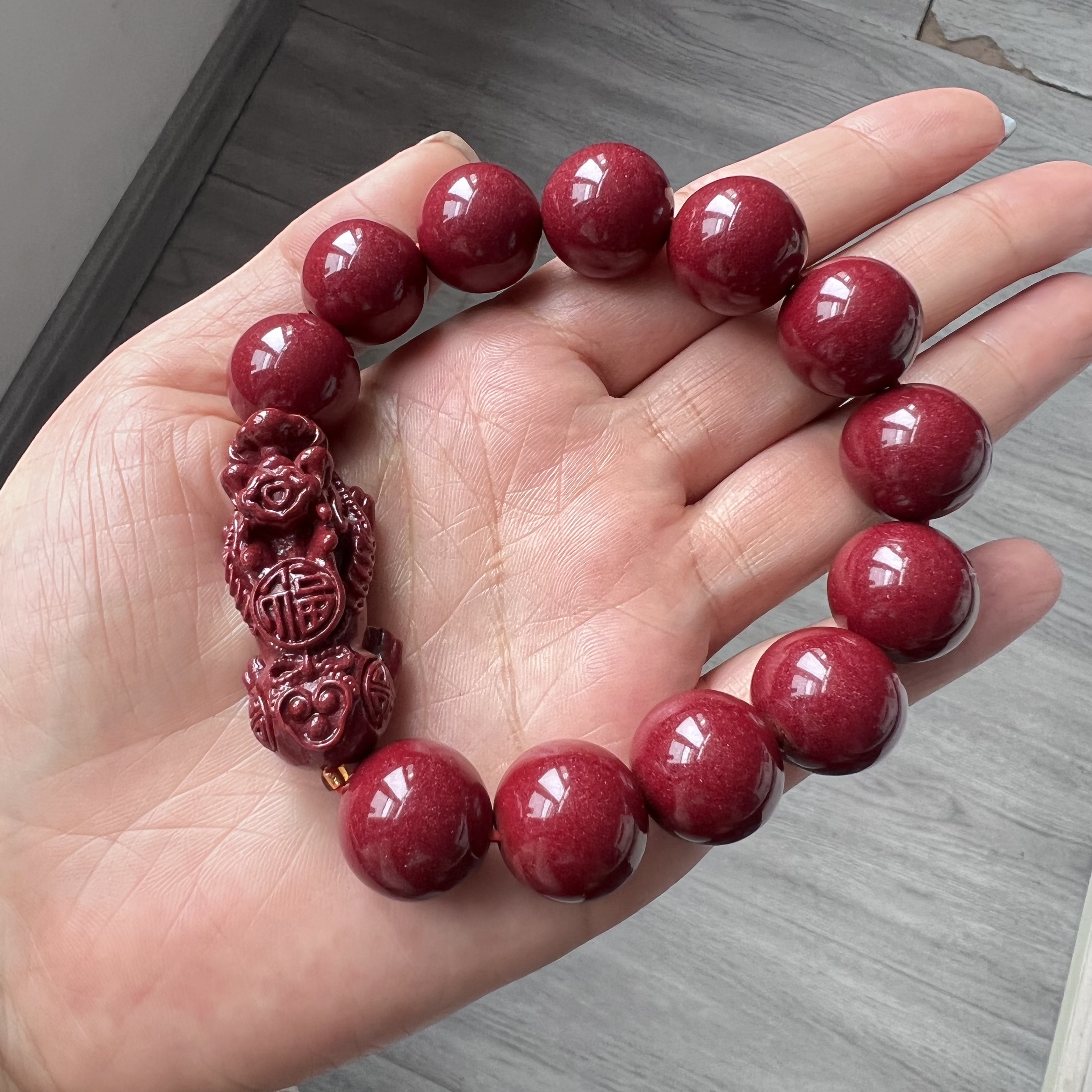 含辰砂工艺品男士貔貅卡16朱砂手串116g左右