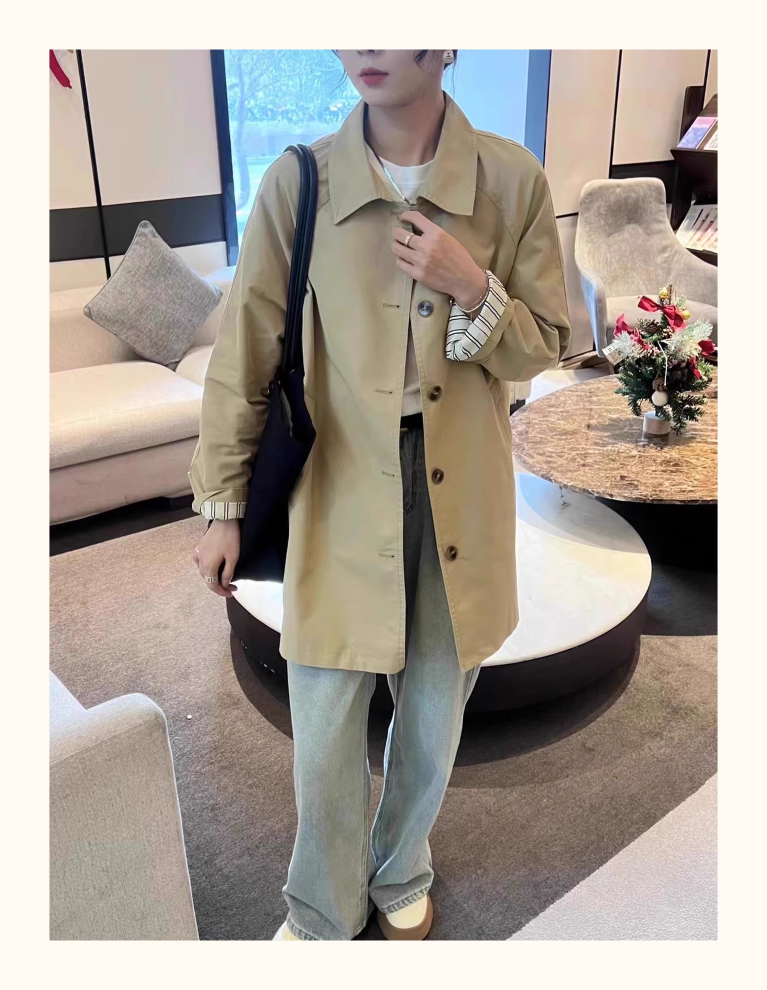 小柒】时尚风衣外套2025秋新款韩版高级感宽松中长款休闲上衣百搭
