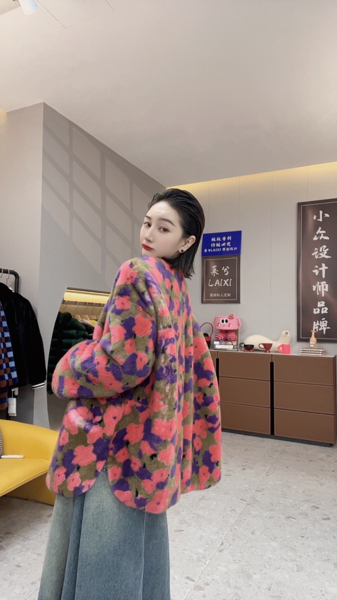 LAIXI/莱兮设计师风格花仙子重工手工手绘时尚宽松外套 衣长70CM