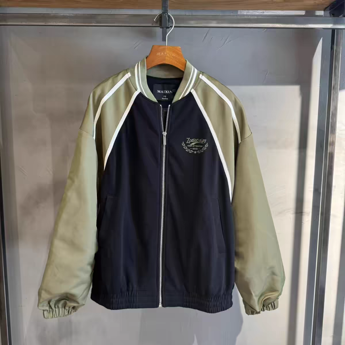 麦寻女装2024秋季新款宽松休闲百搭棒球服中长双层外套wamwp002