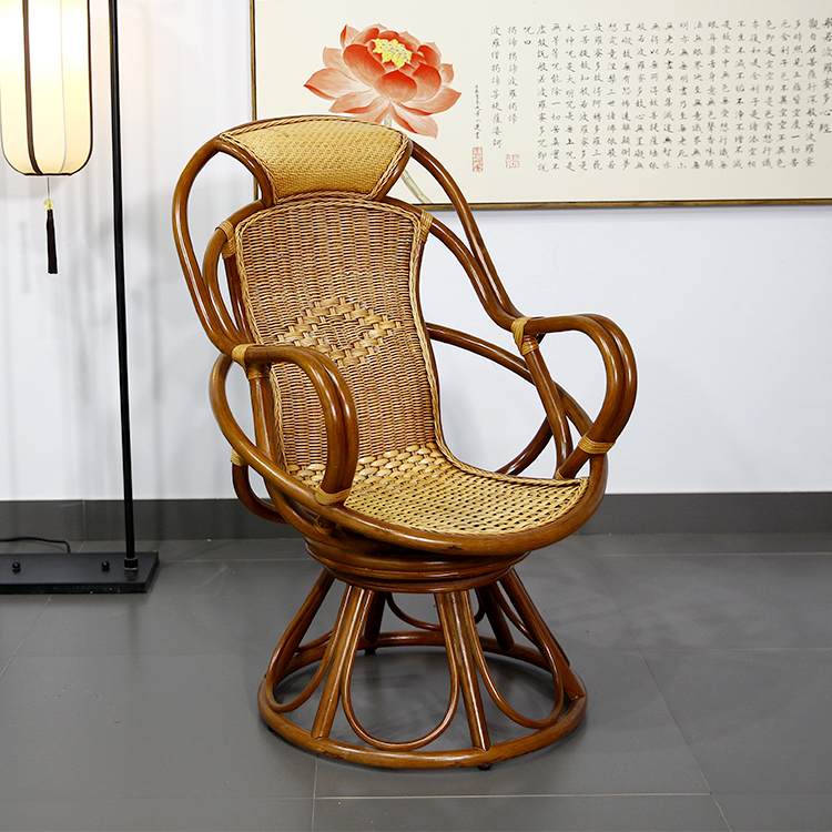 【春和景明家居】手工藤编头枕转椅藤椅休闲椅逍遥藤椅电竞椅茶椅子