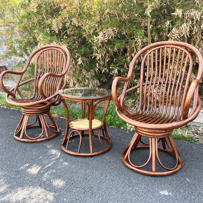 【春和景明家居】手工全藤户外藤椅套装茶桌椅家用客厅藤椅三件套