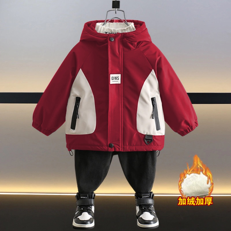 【拜年服棉服】男童棉服外套2024年新款潮中大童外套冲锋衣棉服99