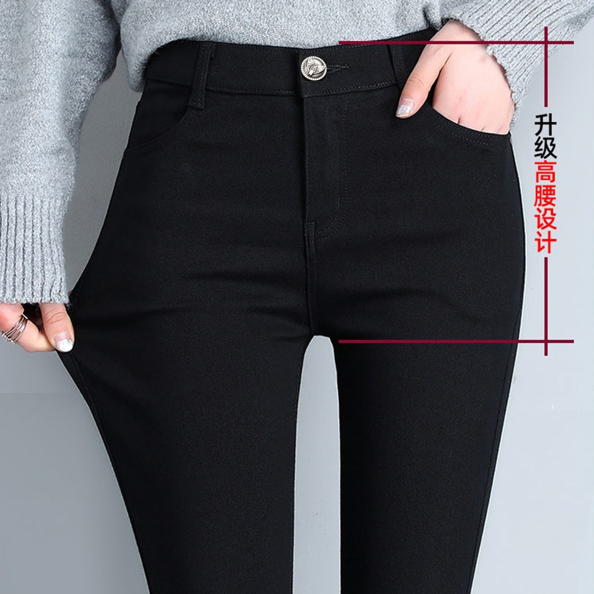 【单扣款】打底裤女外穿2025新款春秋修身铅笔弹力黑裤黑色小脚裤子