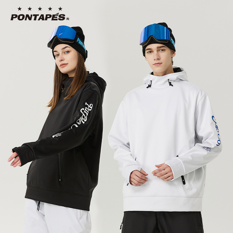 PONTAPES滑雪卫衣23新款室内宽松情侣专业防水加绒透气清新滑雪服