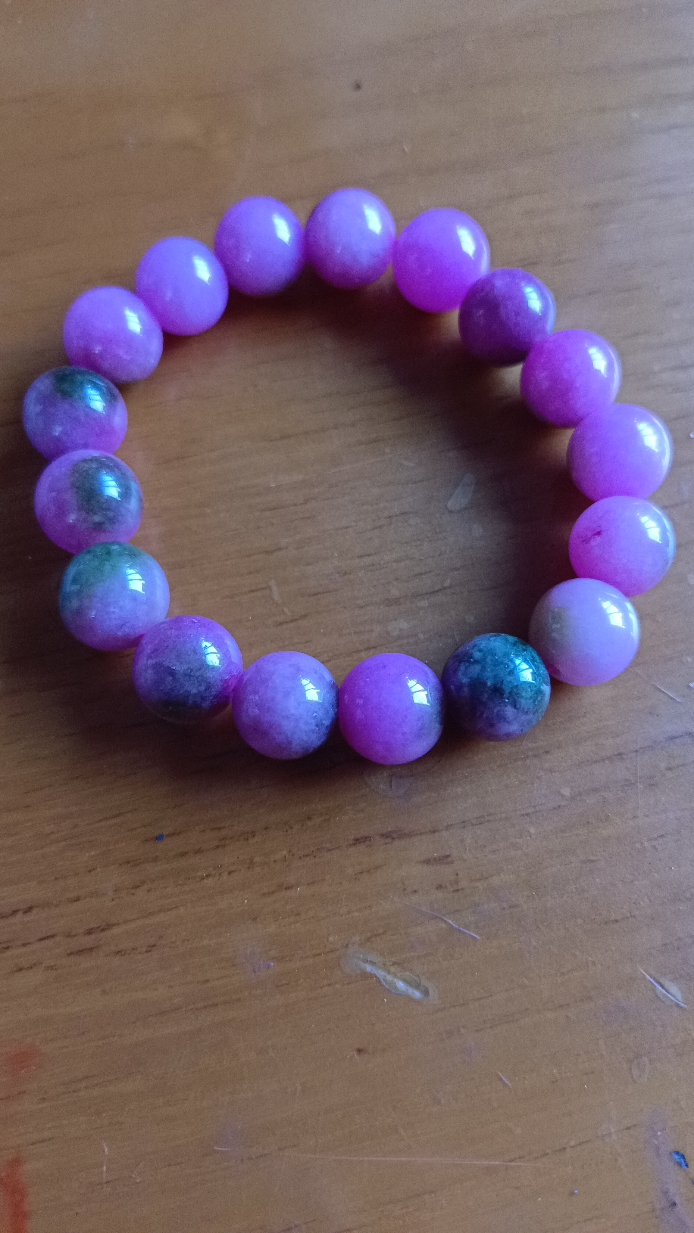 非金属陶瓷手链 玫红色带皮手串卡14