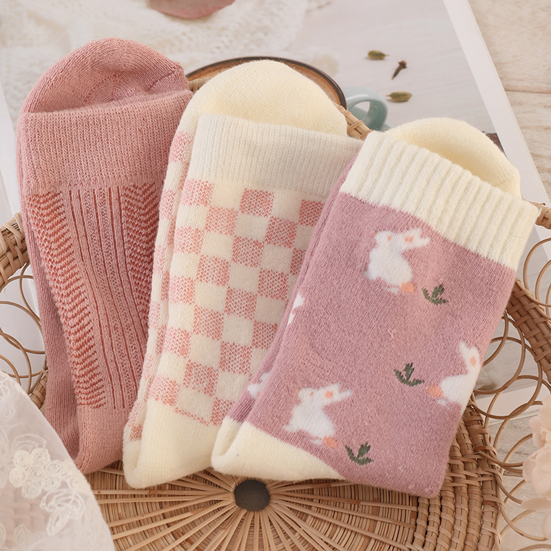 富朵冬季月子袜产妇松口毛圈袜孕妇产后吸湿排汗怀孕家居袜