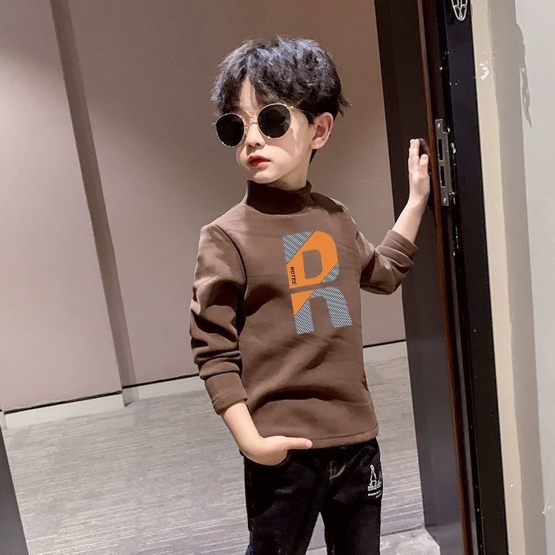 巴拉巴啦德绒春秋新款儿童男女通用保暖贴身舒适打底衫中高领长袖