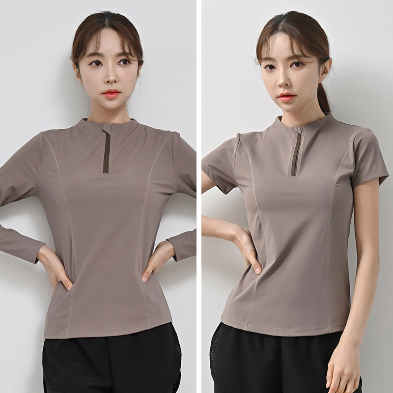 半拉链瑜伽服上衣女健身服速干衣户外专业训练跑步运动t恤立领