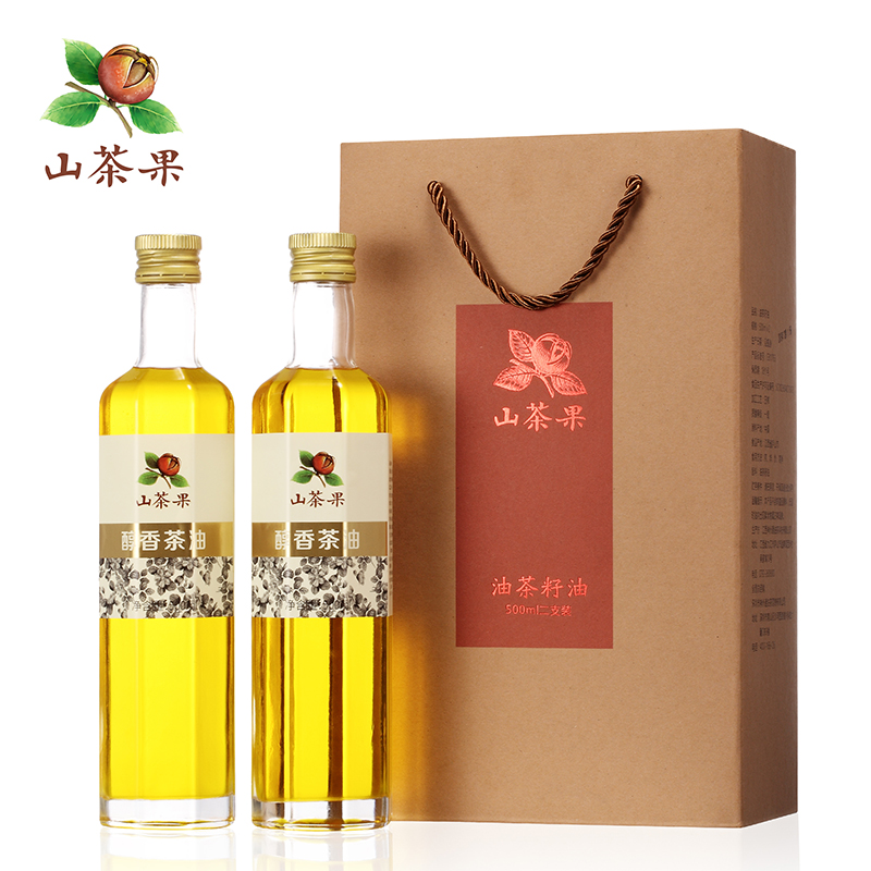 山茶果醇香茶油纯正山茶油物理压榨一级食用油茶籽油500ml*2礼盒