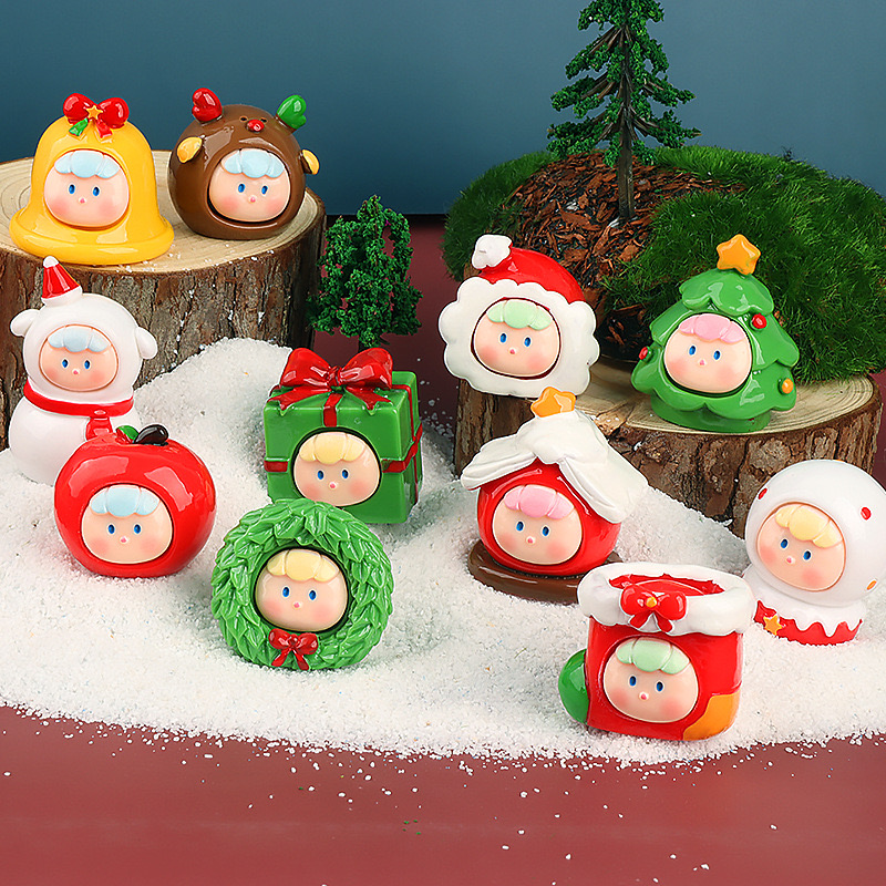 （直播拆）立体圣诞老人雪人圣诞饰品配件摆件创意潮玩