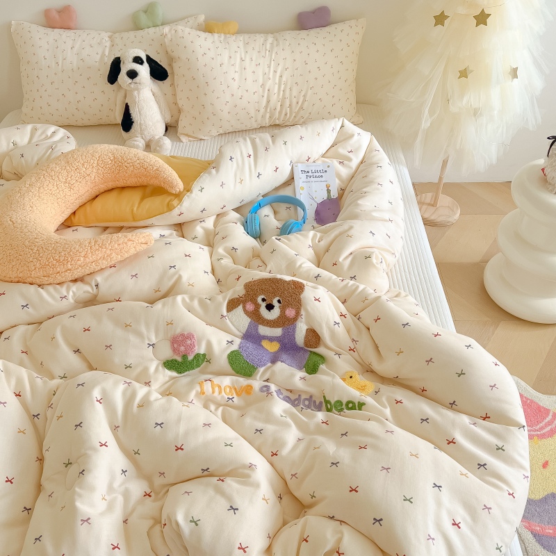 A类儿童全棉春秋被卡通毛巾绣幼儿园午睡被子纯棉学生宿舍单人被