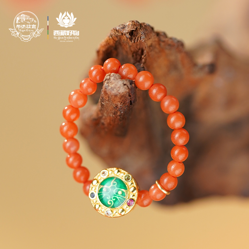 布达拉宫南红戒指精工弹力款度母系列戒指