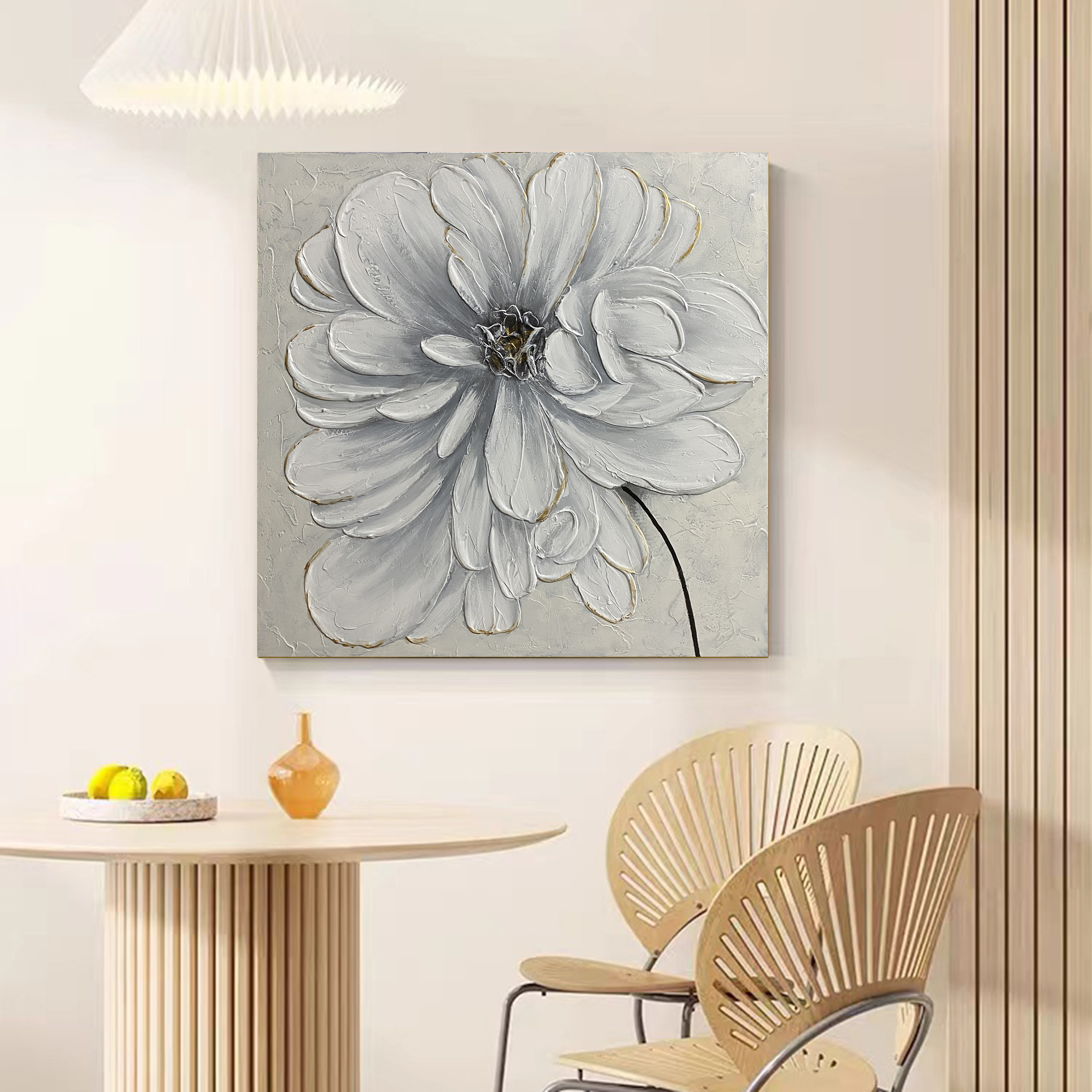 336-1《芳华》现代简约新中式手绘肌理画玄关餐厅卧室挂画