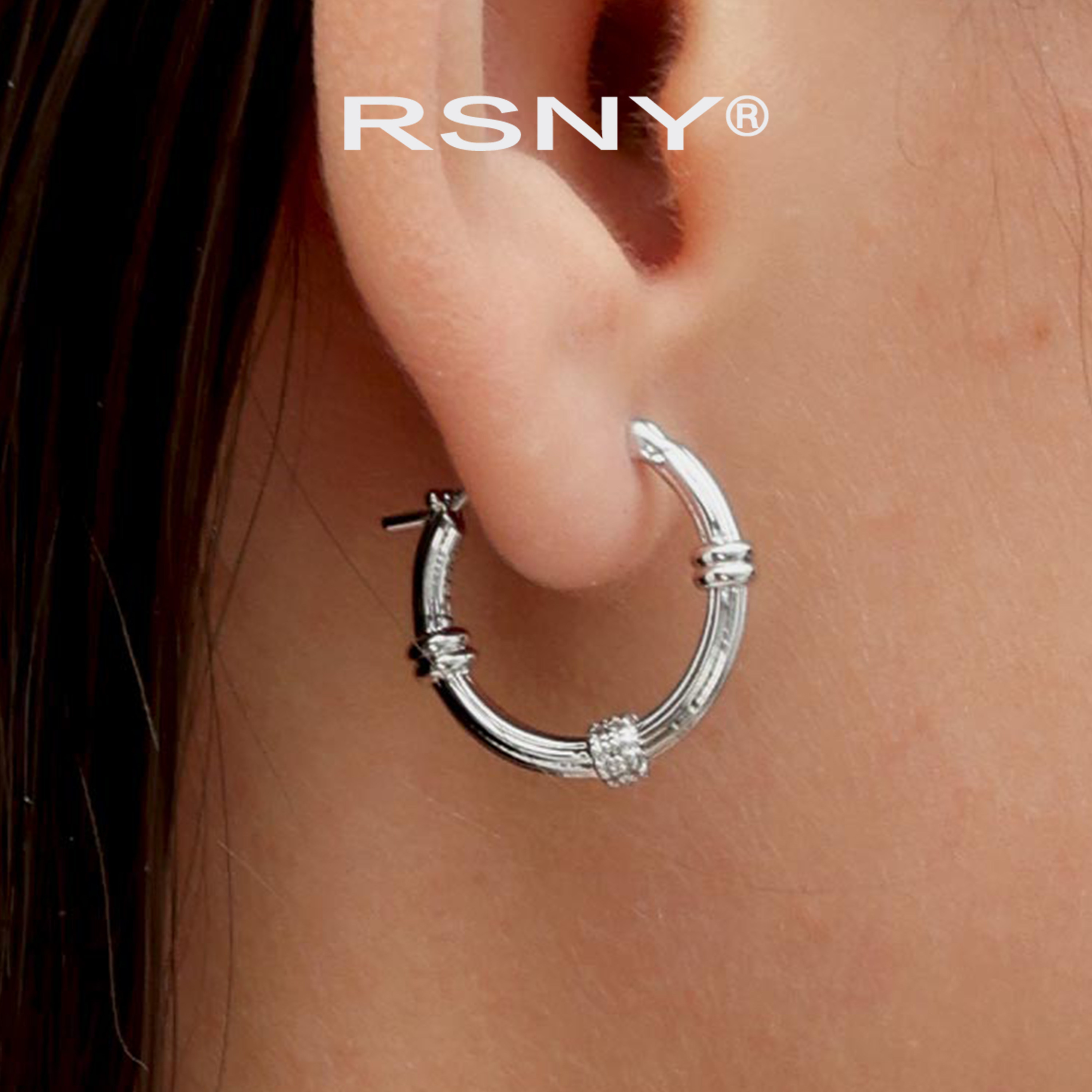 铜合金耳饰 [新品]RSNY简约罗马耳环2025新款轻奢设计感简约欧美