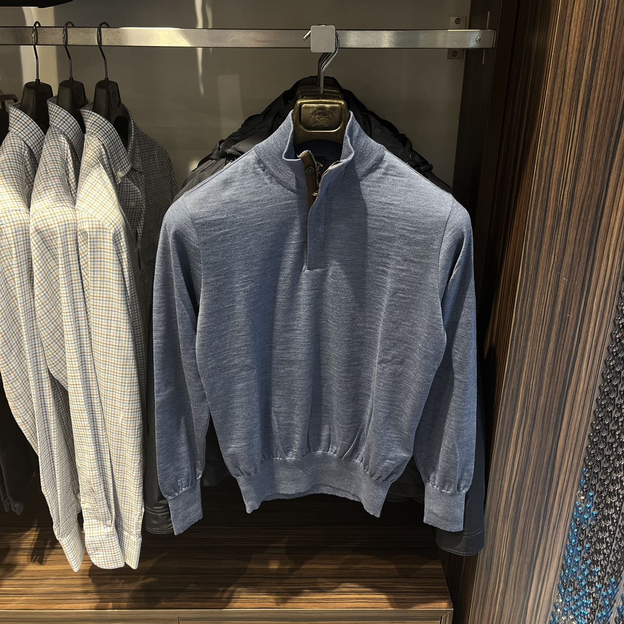 保鲨 不退换  男士蓝色半拉链毛衣  下单联系客服