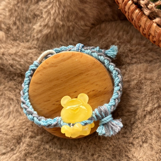 吉月蜜蜡白蜡小熊蓝色小清新手绳