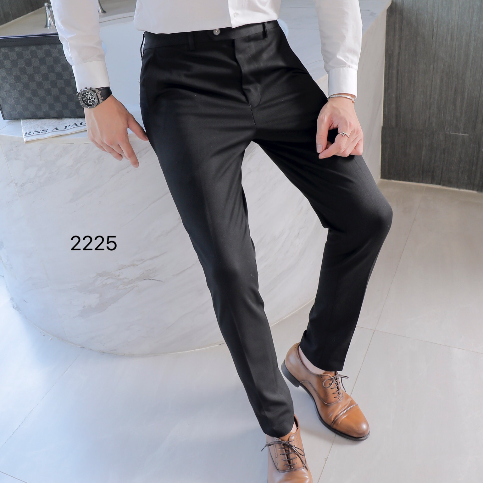 【波哥气质】春秋季时尚纯色雅痞显高纯色修身商务休闲小西裤K225