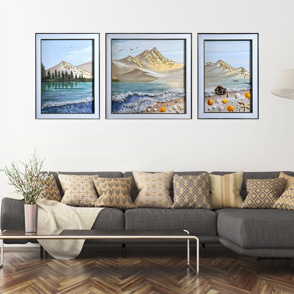 SF-1 高端客厅现代简约轻奢沙发背景墙挂画手工镶嵌贝壳实物画