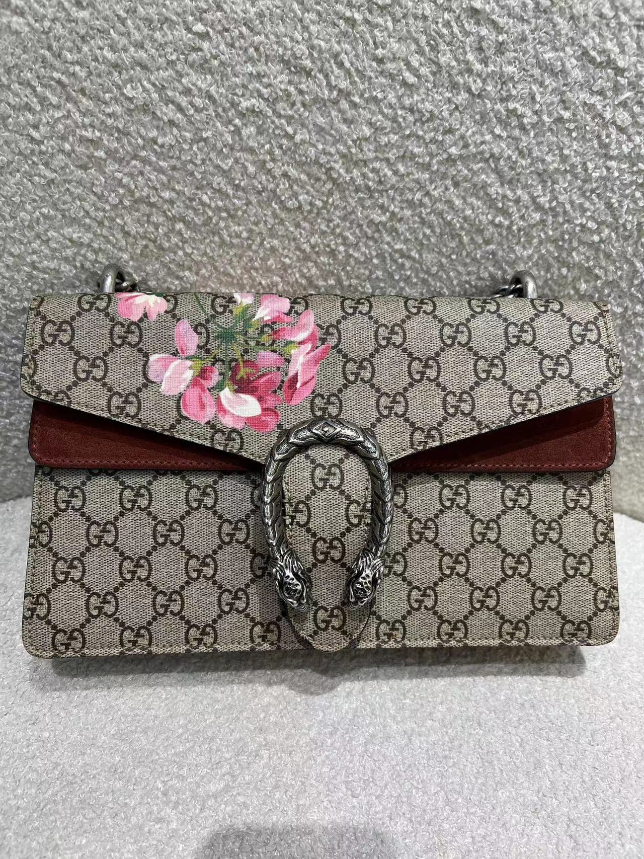 95新 GUCCI/古驰 gucci酒神中号包花卉款单肩斜挎/公价16500/严选