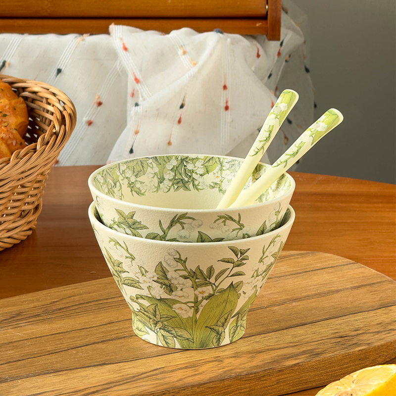 《华典》铃兰花开米饭碗米饭碗家用网红碗陶瓷中式珠光磨砂釉面