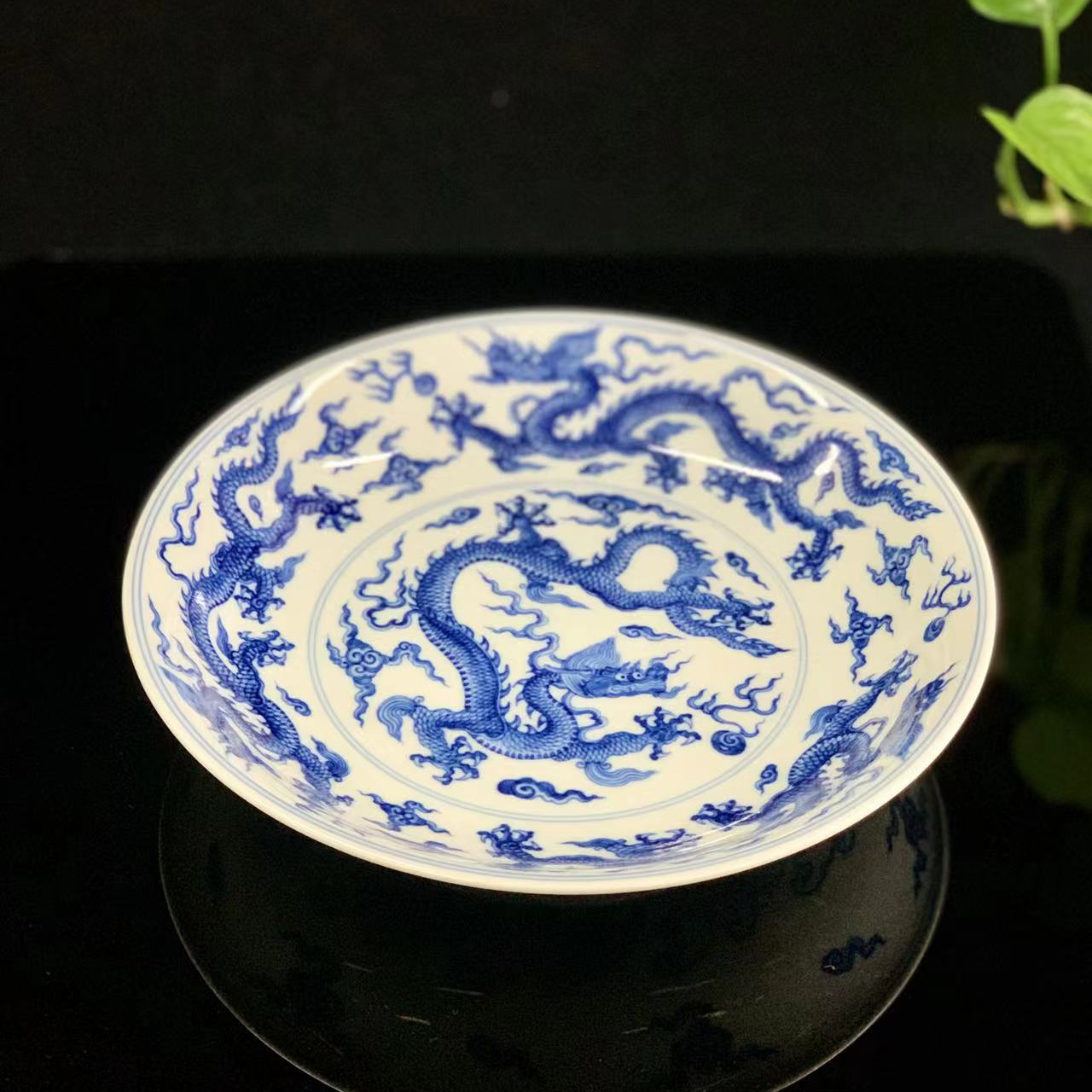 景德镇-望月怀古出品-手绘青花祥云纹四龙壶承壶托瓷功夫茶具