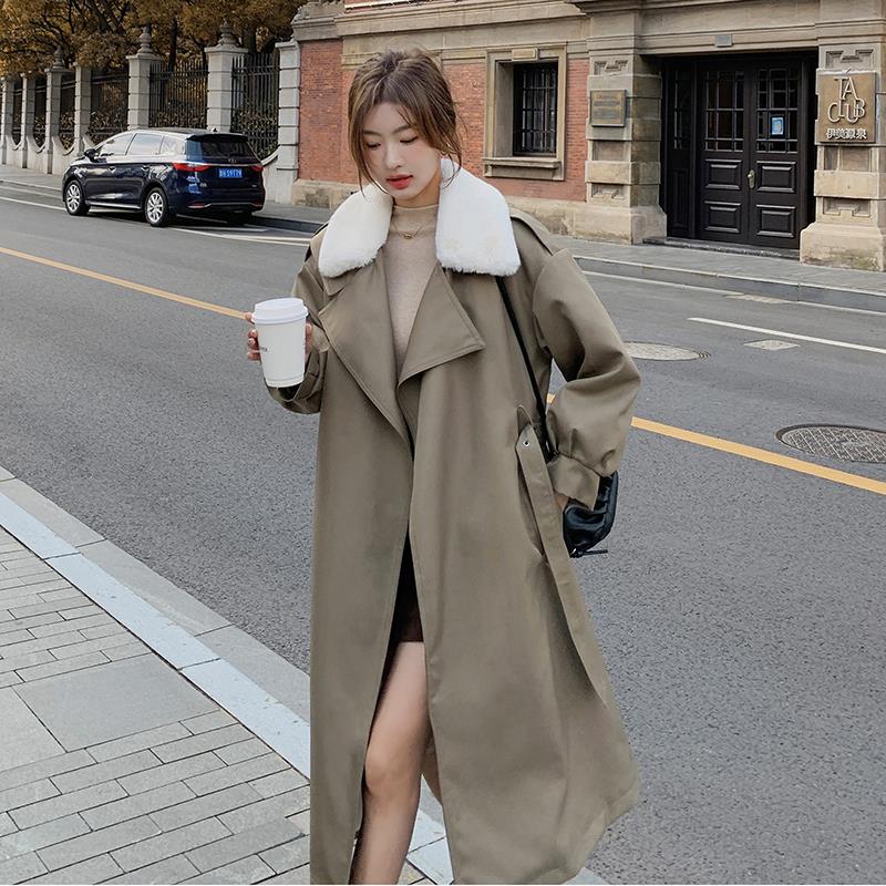 2023今年冬季新款加绒加厚长款风衣棉衣爆款棉服派克服大衣外套女