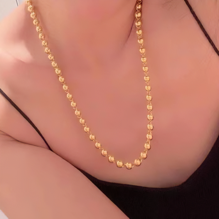 足金光珠项链时尚百搭饰品链子光珠素款珠子经典珠串光面饰品链子