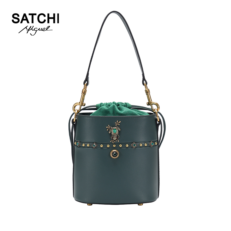 Satchi/沙驰轻奢时尚百搭绿色单肩包手提包斜挎包手拎包