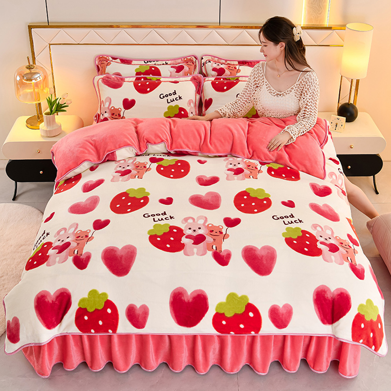 牛奶绒三件套双面绒冬季保暖加厚学生三件套秋冬新品宿舍床上用品