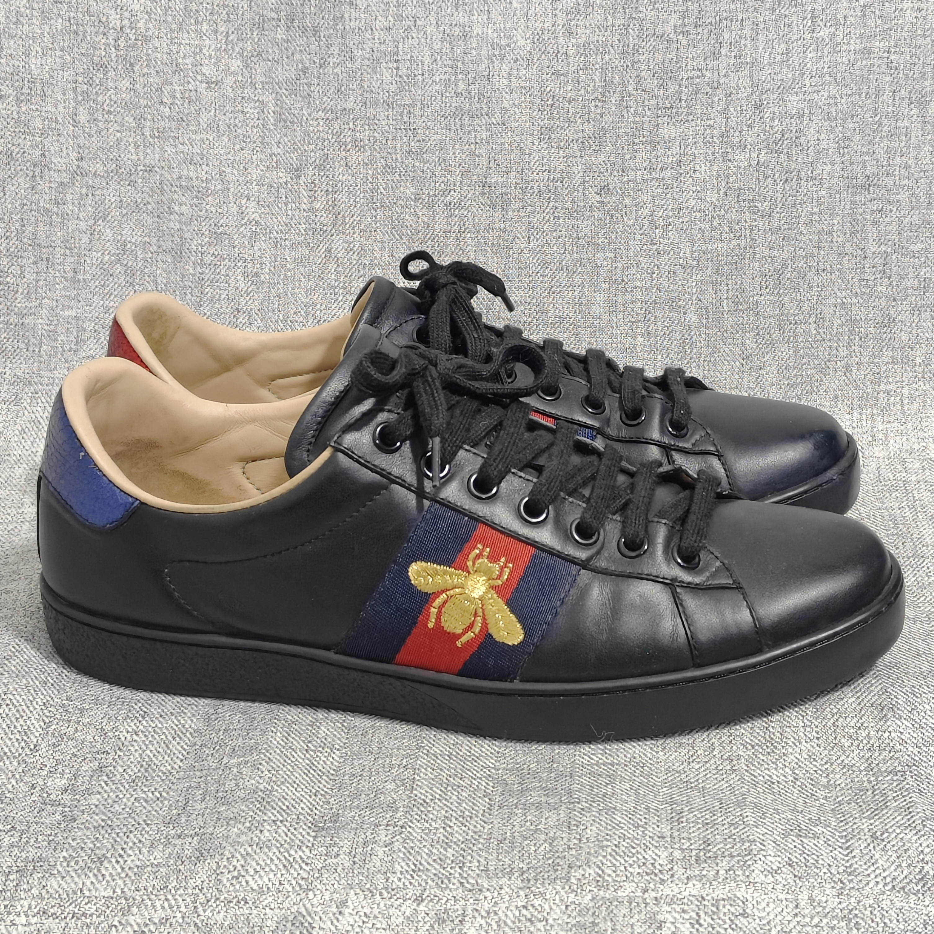 8码42 Gucci Ace刺绣 古驰 男士休闲鞋 左脚前面刮蹭 公价6200