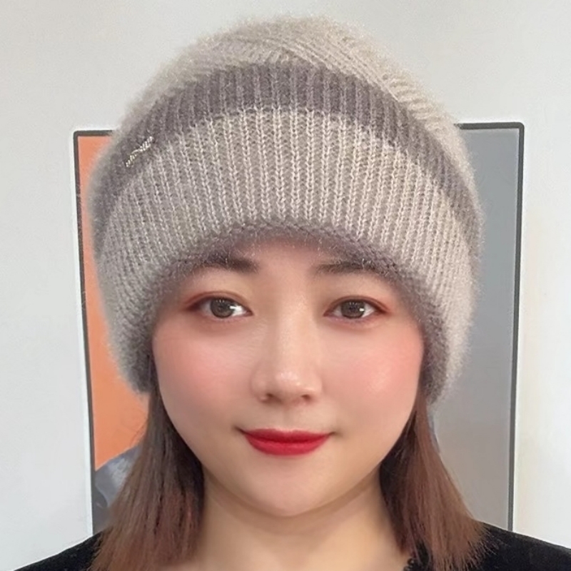 【反季清仓】冬季新款时尚百搭双拼针织帽子双层加厚女士帽子女秋冬