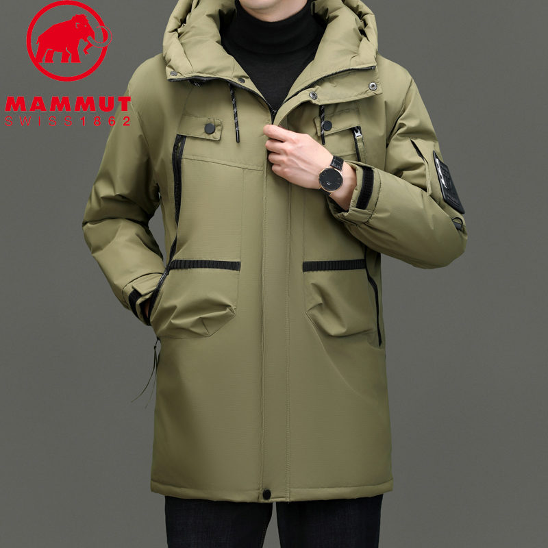 Mammut/猛犸象冬季中长款冲锋衣户外加厚防水保暖连帽防风外套男